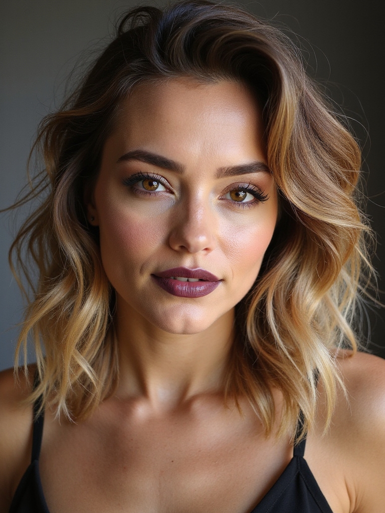 messy bob with balayage