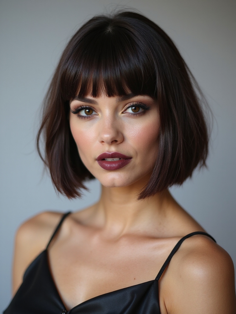 micro bangs textured french bob