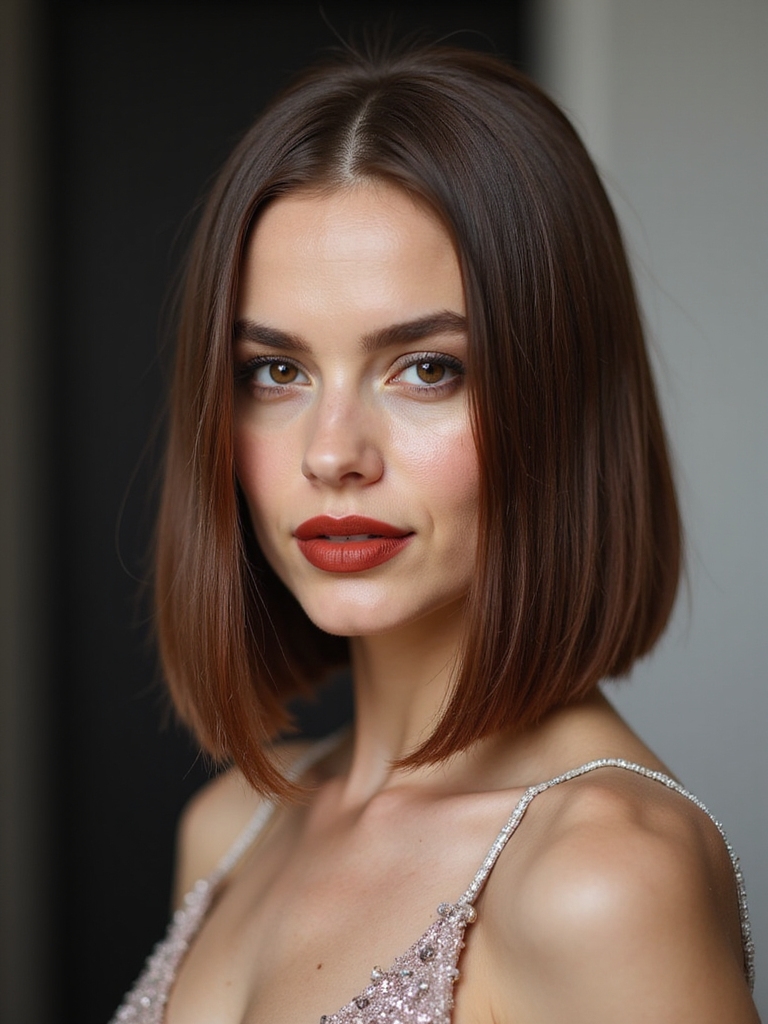 natural parted dramatic voluminous sweep