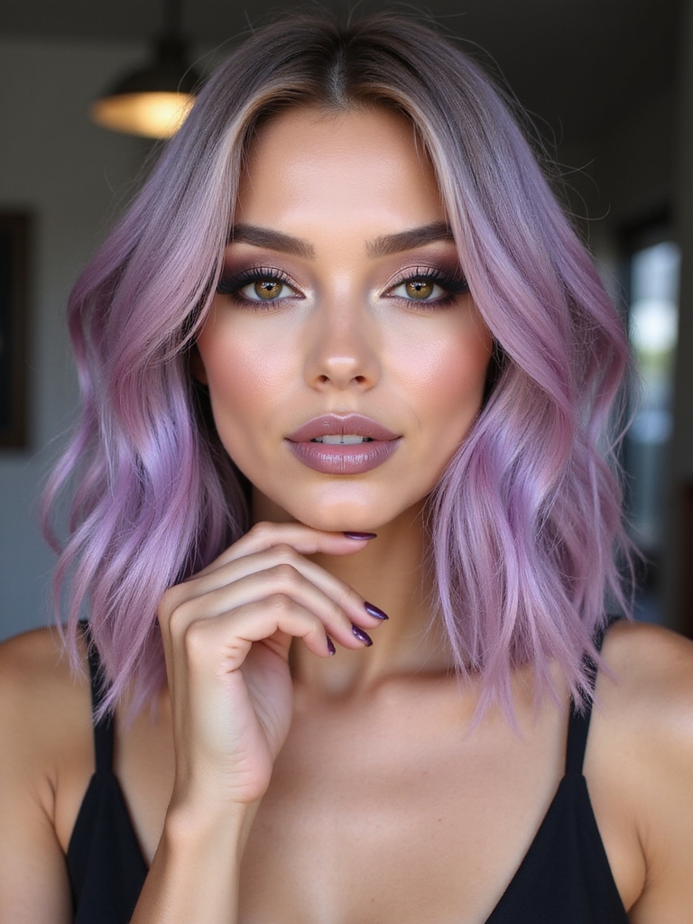 pastel infused balayage on bob