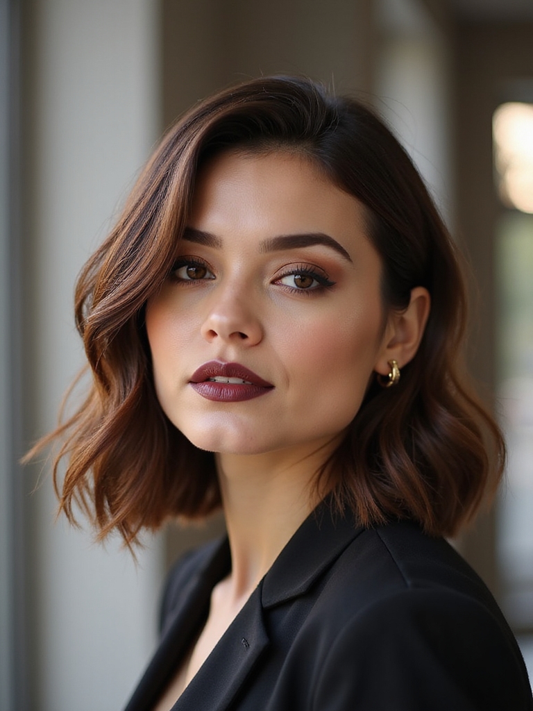 polished jaw grazing brown bob