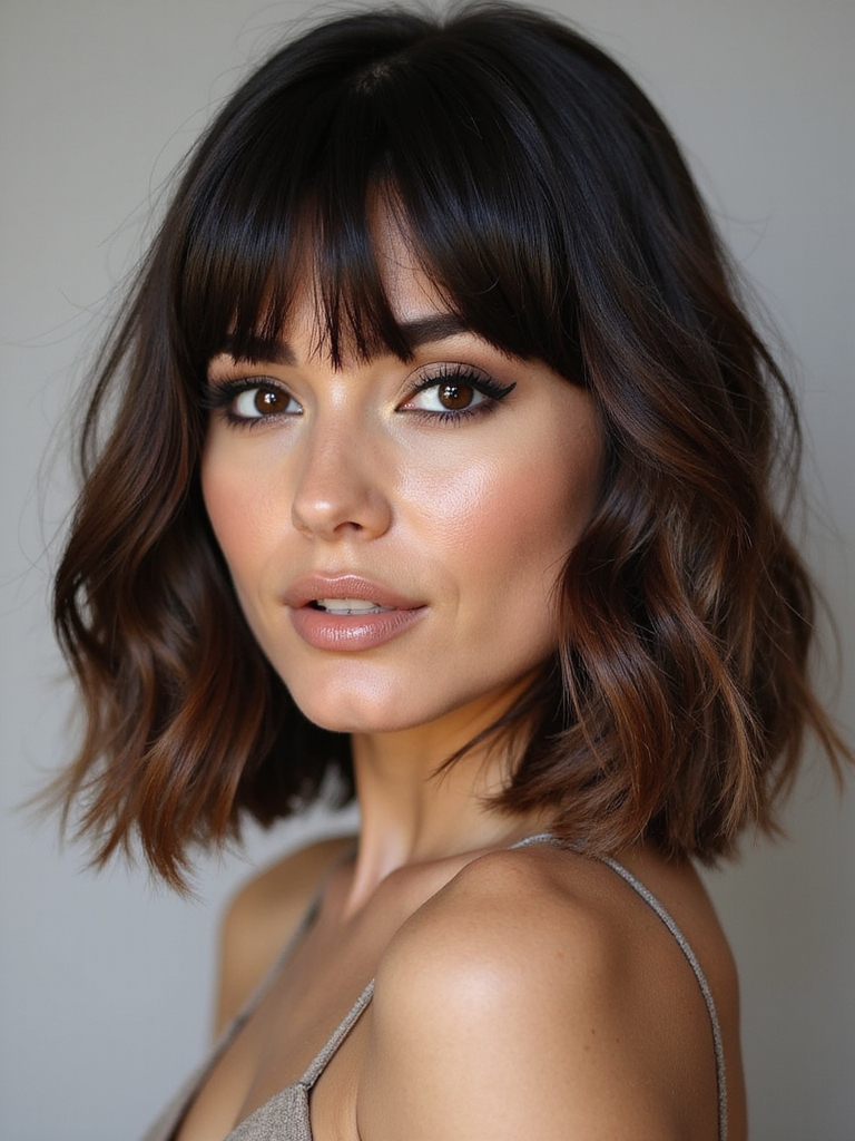 polished mid length balayage bob