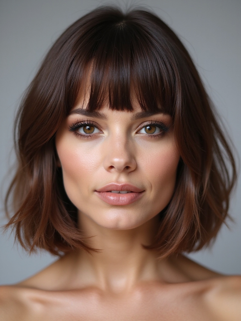 polished mid length bob fringe