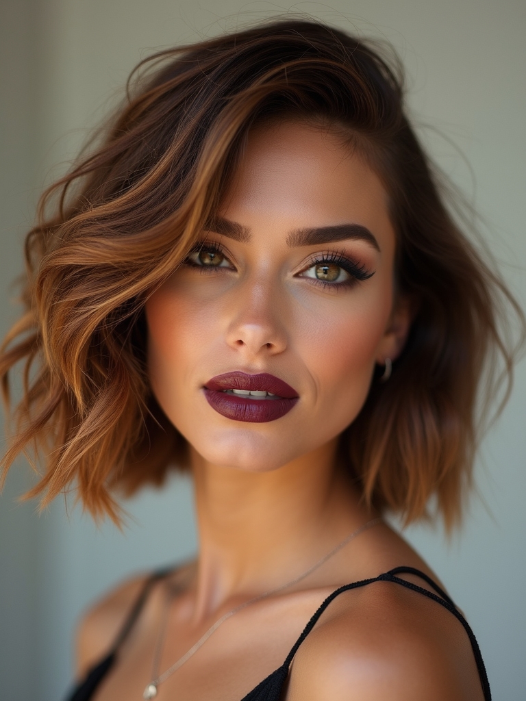 razor feathered shoulder length bob