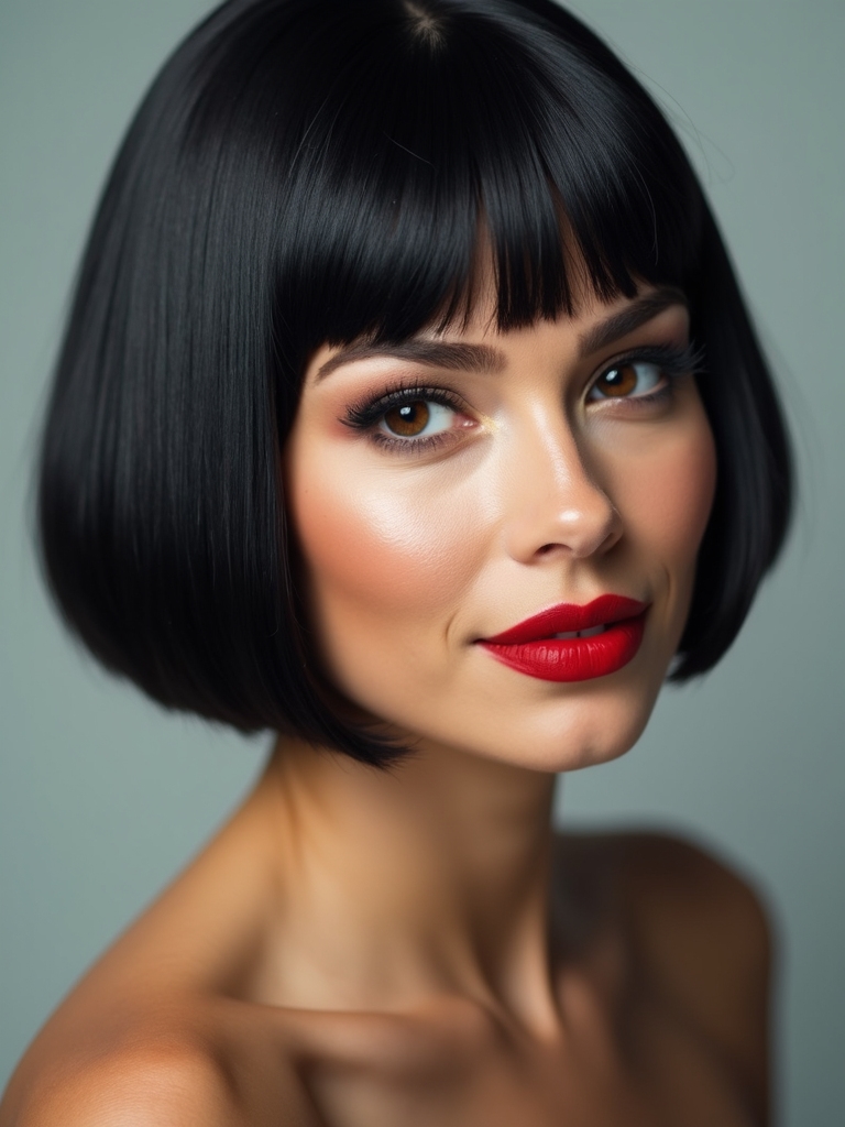 razor sharp glossy bob silhouette