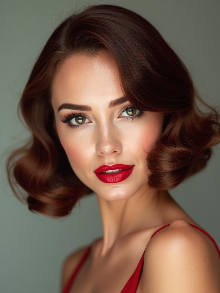 retro chin length feathered bob