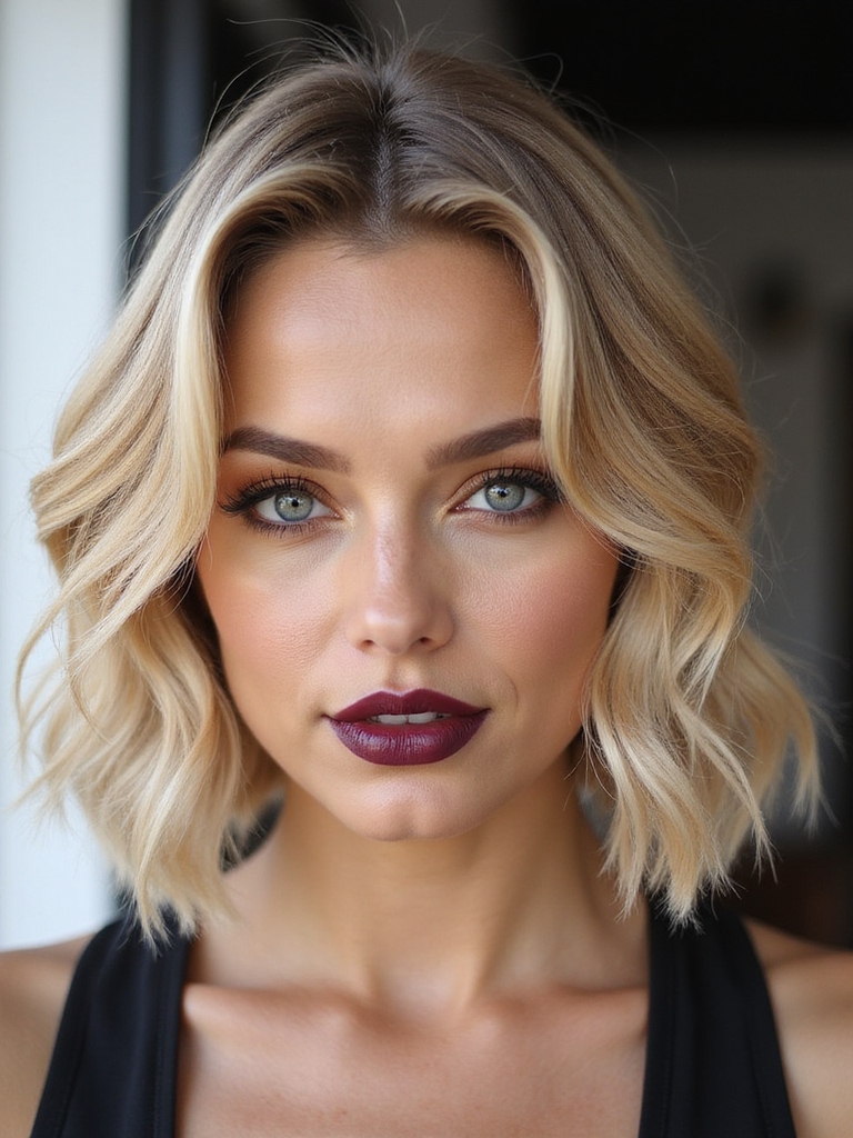 salty wavy undercut bob