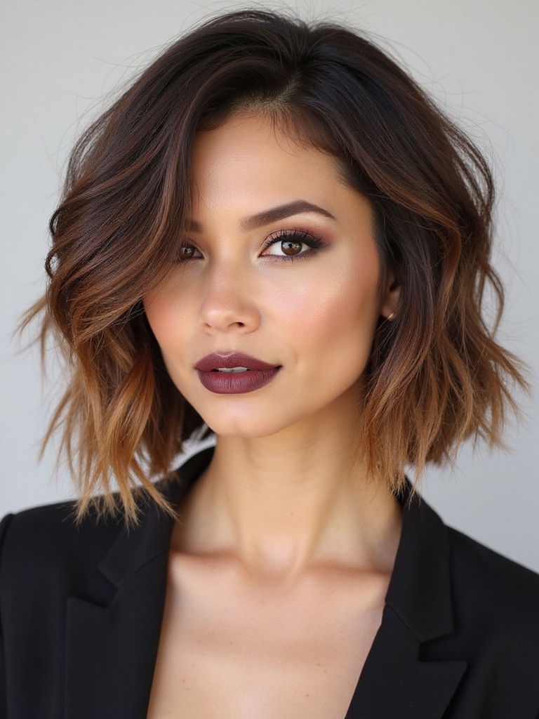 sculpted choppy textured bob