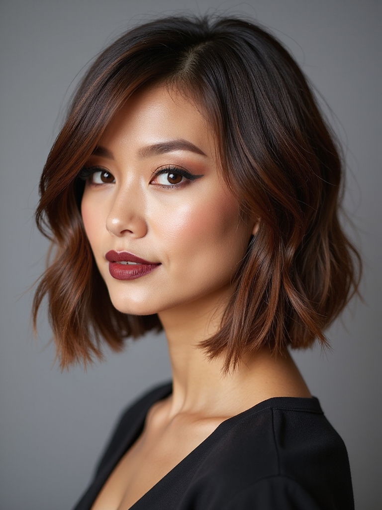 sculpted short stacked bob