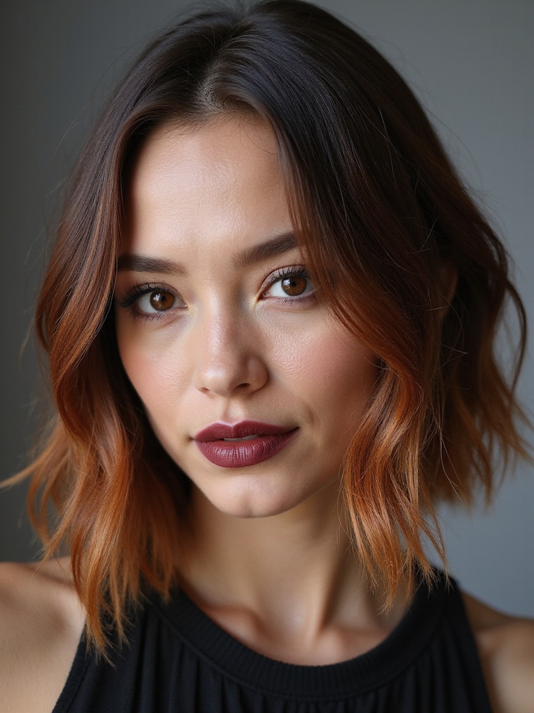 sculpted shoulder length angled bob