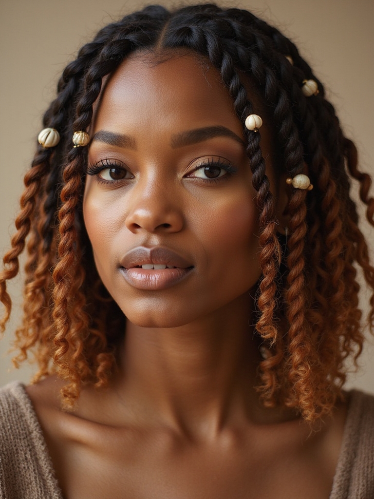 seaside inspired beaded knotless bob