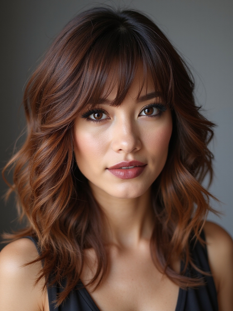 seasonal textured curtain bangs