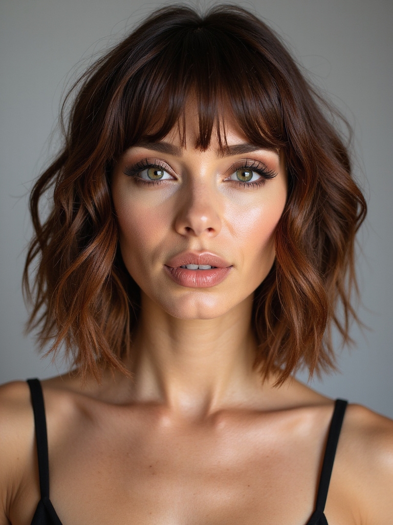 shaggy bob with curtain bangs