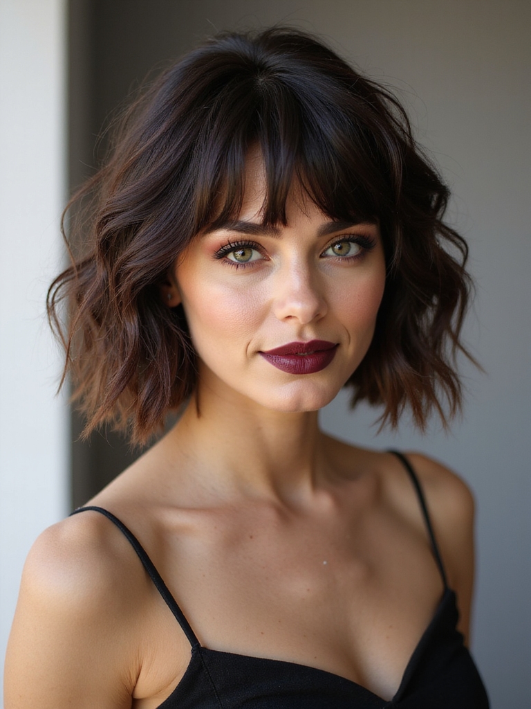 shaggy french bob with bangs