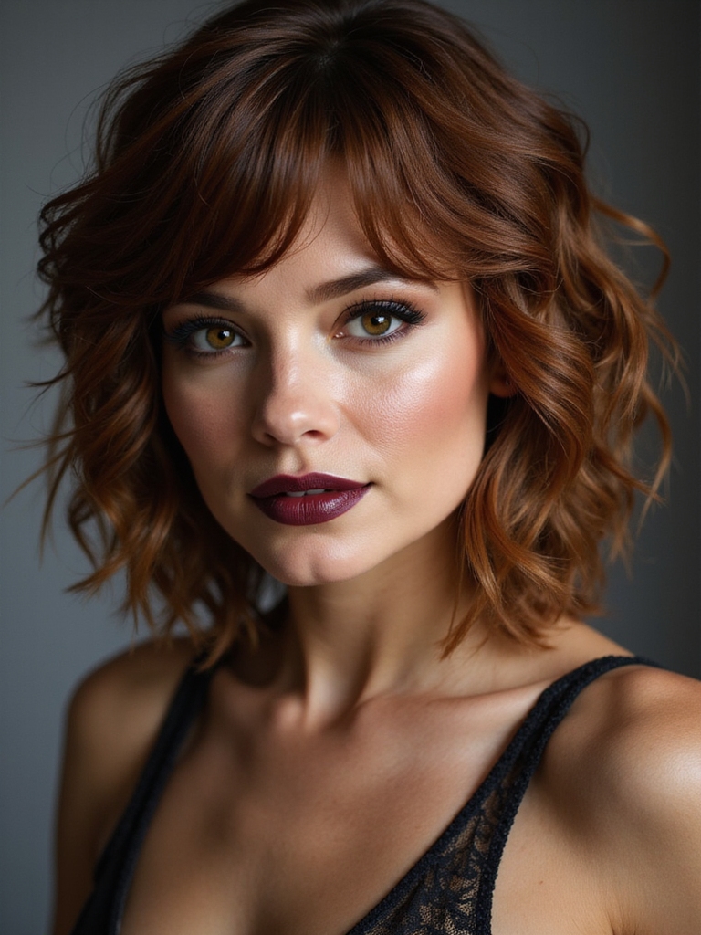 shaggy medium bob feathered ends