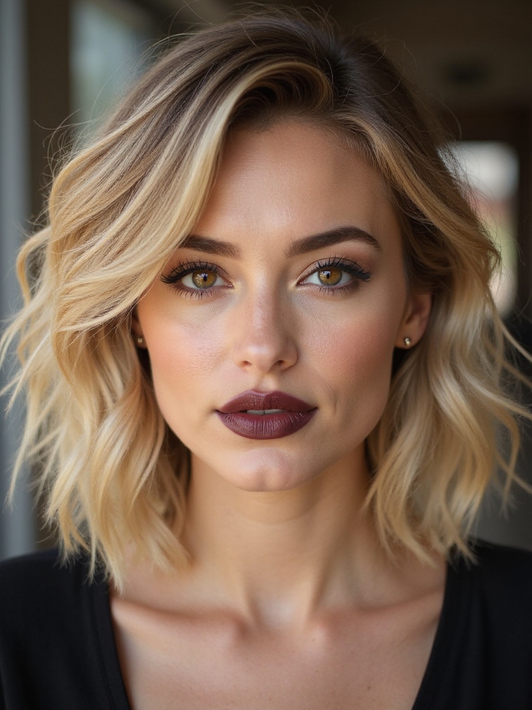 shaggy textured lob hairstyle