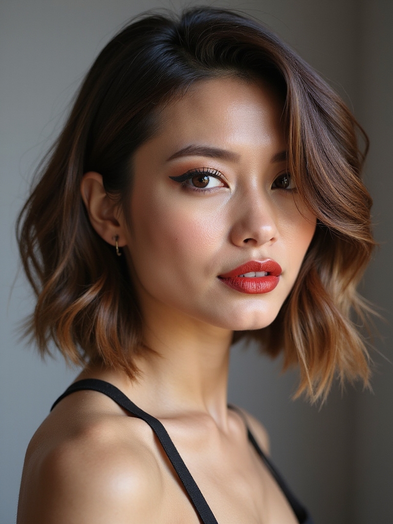 sharp face framing asymmetrical bob
