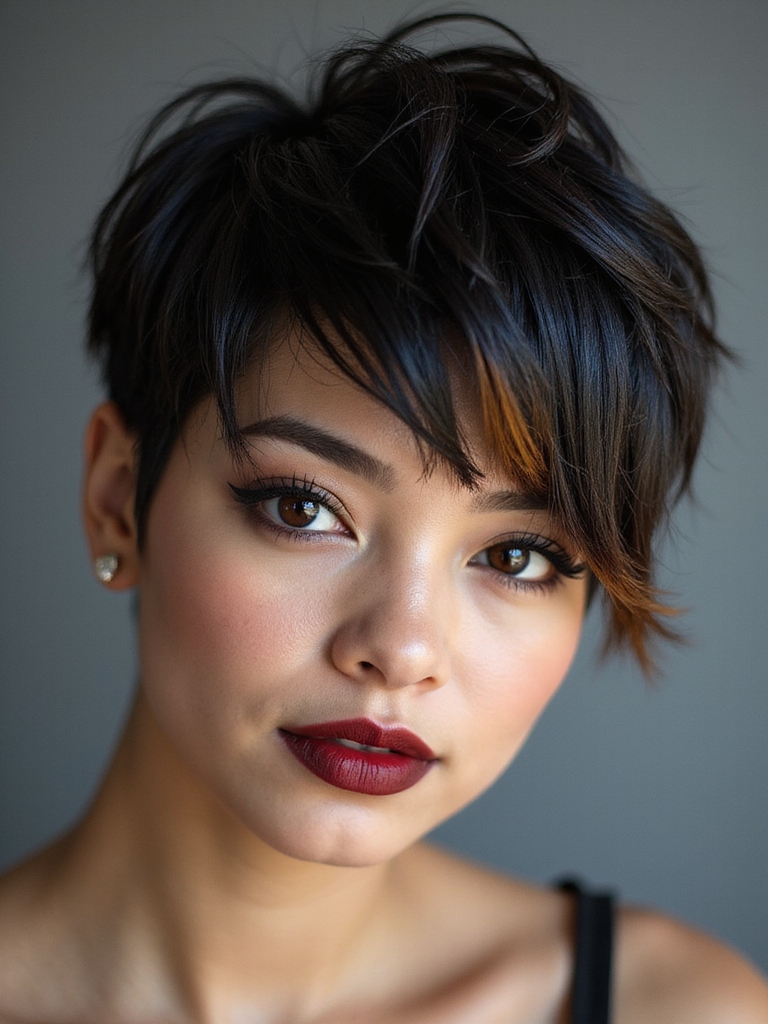 shaved side textured pixie cut