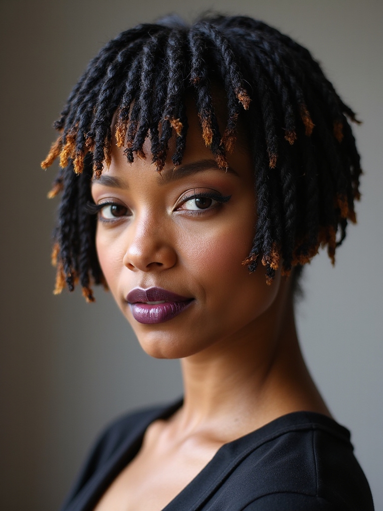 short cropped loc bob