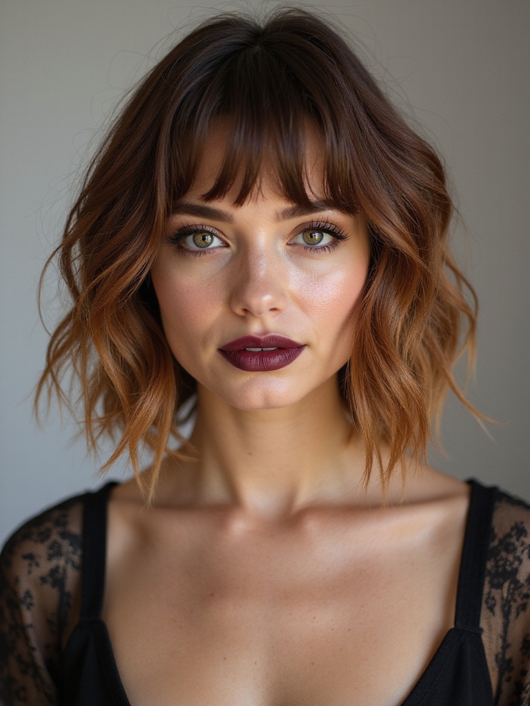 short sculpted bob with fringe