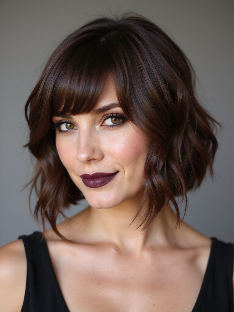 short stacked chocolate bob