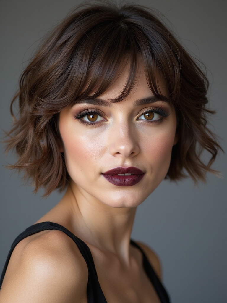 short tousled framed bob