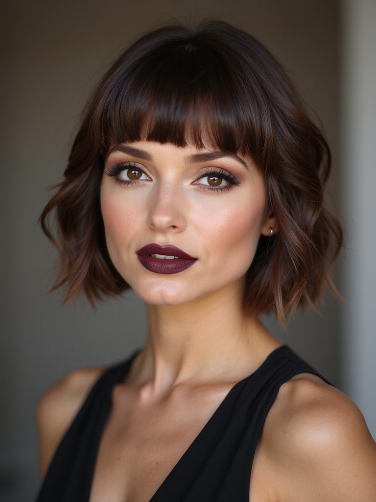 shoulder length bob with micro bangs