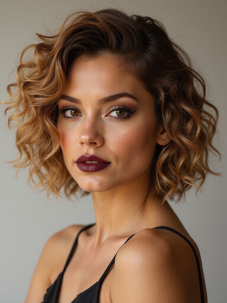 side part curly bob boost