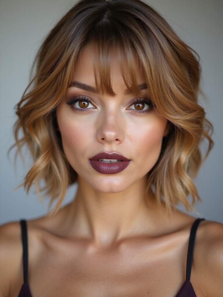 side parted bob with layers