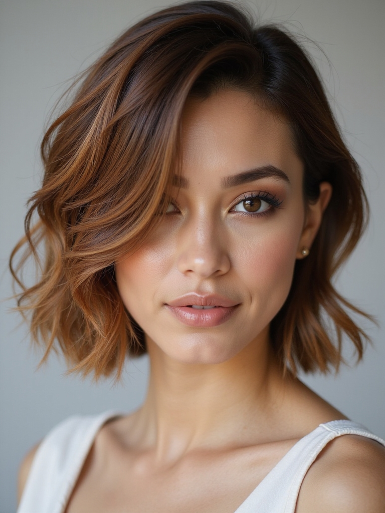 side swept angled layered pixie