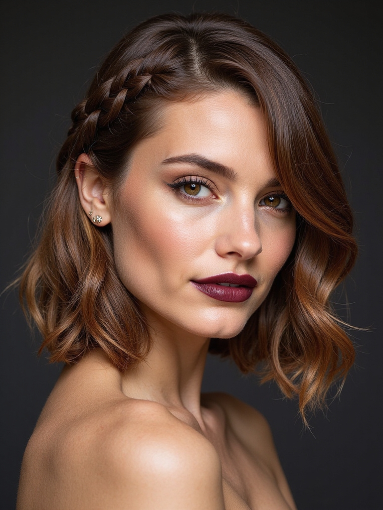 side swept dutch braided bob