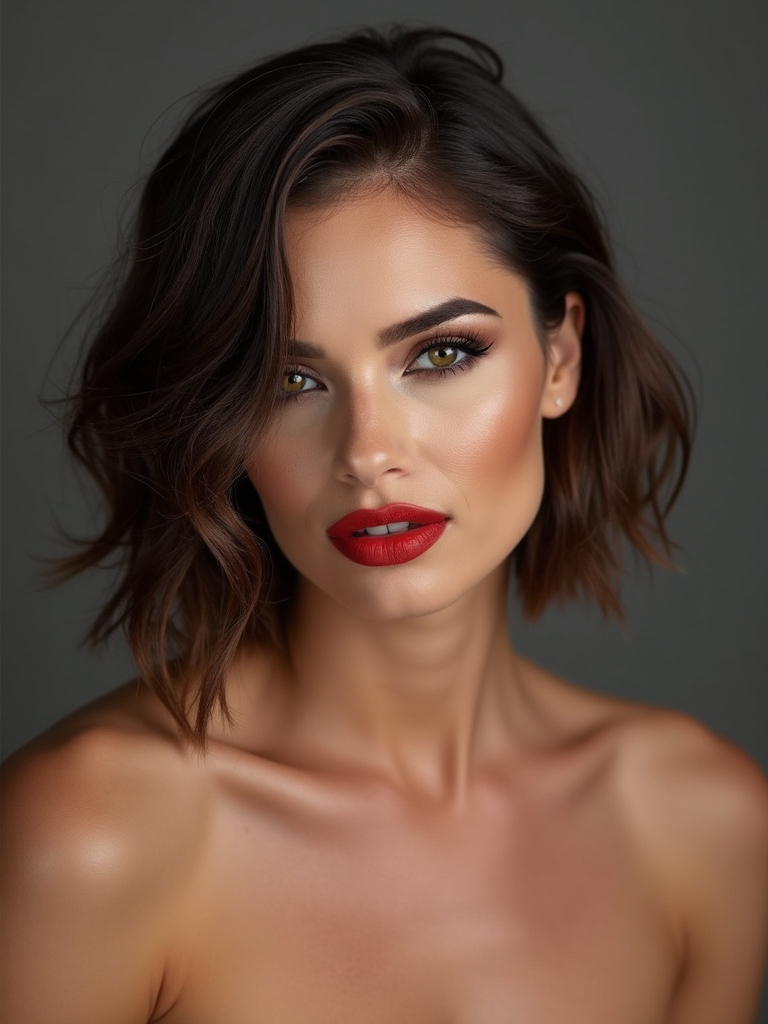 sleek bob with messy part