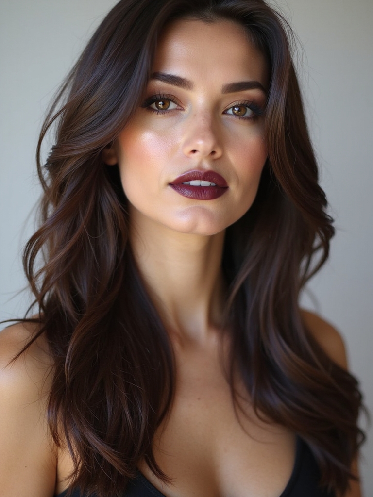 sleek center parted blunt lob