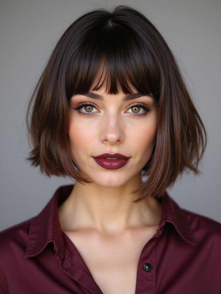 sleek chin length blunt bob