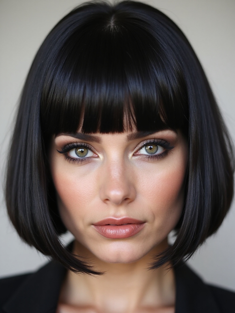 sleek chin length blunt bob