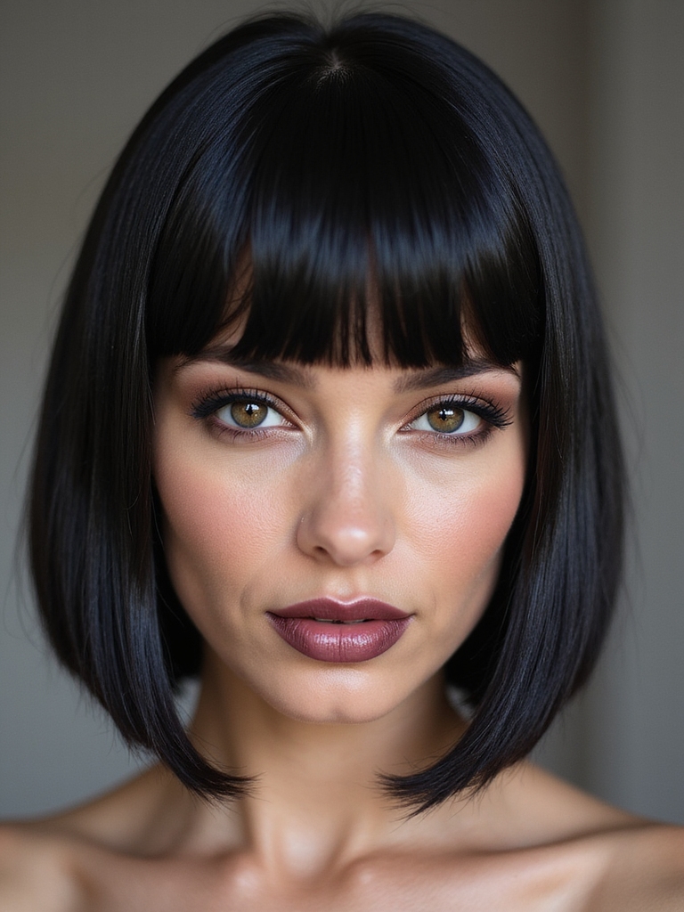 sleek chin length bob