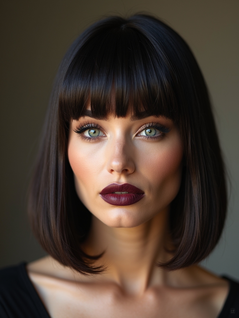 sleek chin skimming bob with fringe