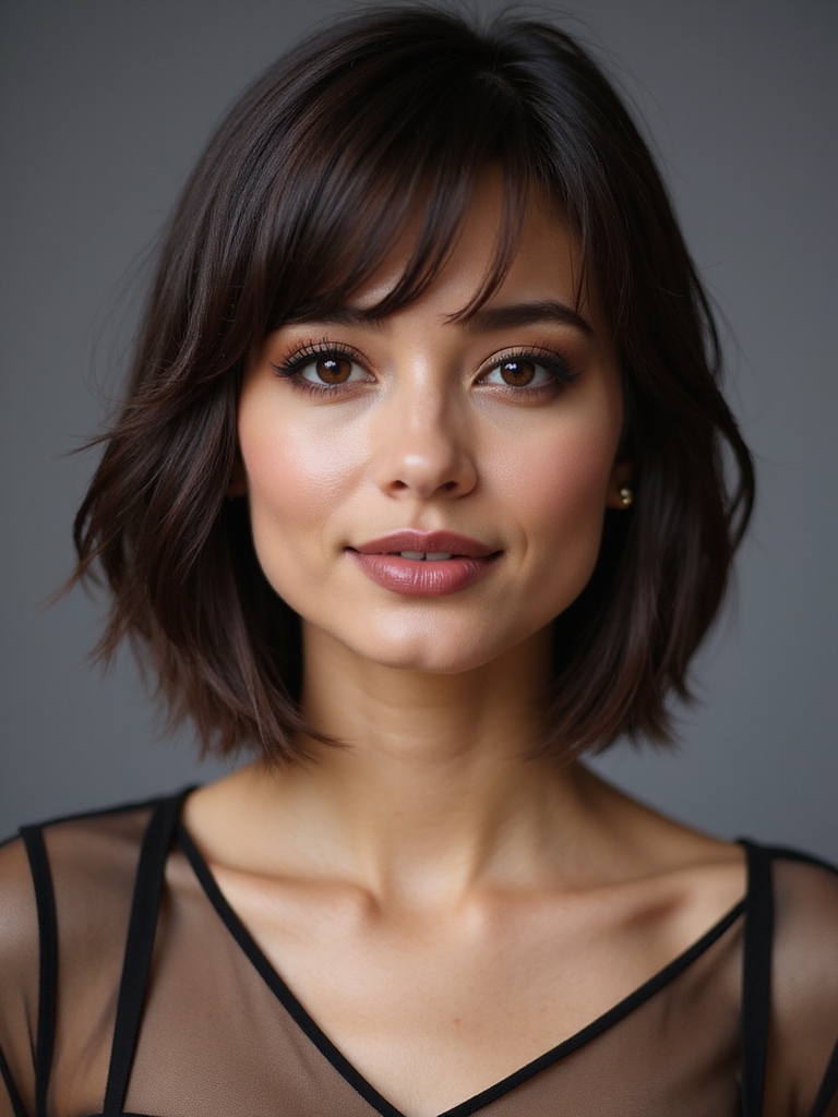 sleek glossy chin length bob
