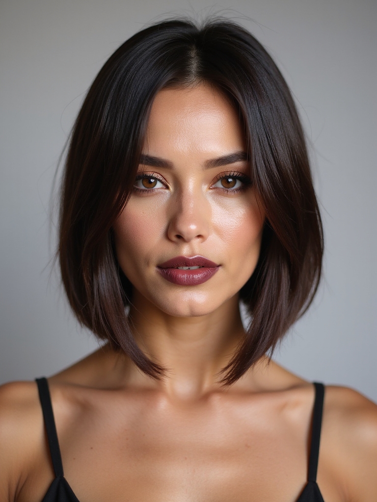 sleek graduated bob with highlights