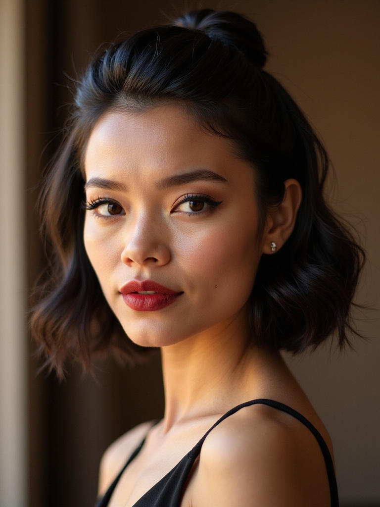 sleek half up and topknot