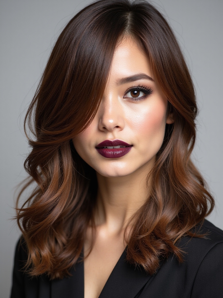 sleek long side part bob