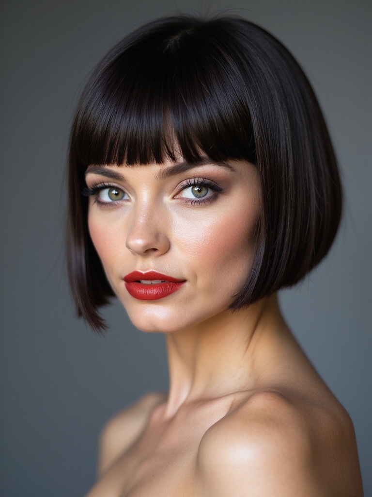 sleek razor sharp tucked bob