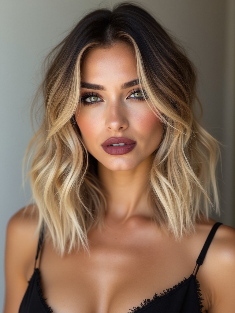 sleek roots tousled undone waves