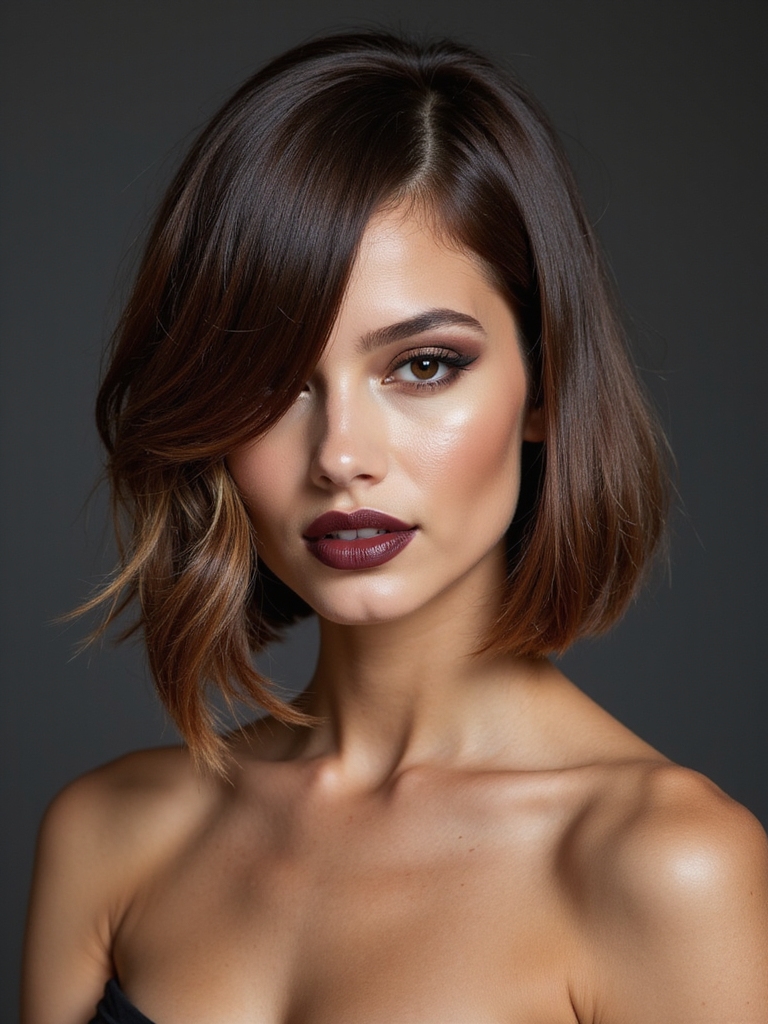 sleek side parted evening transformation