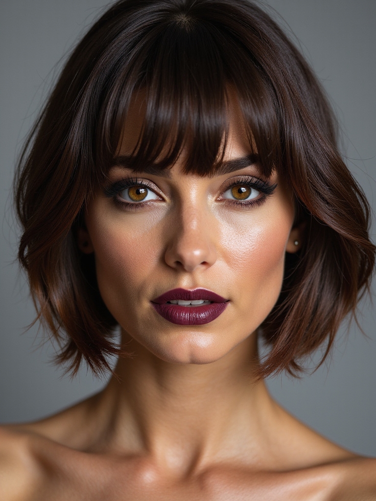 sleek stunning brunette bobstyles