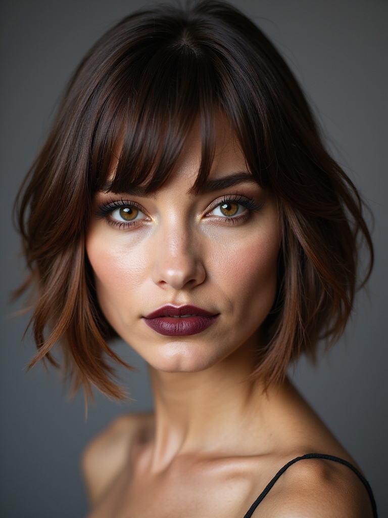 sleek textured face framing bob