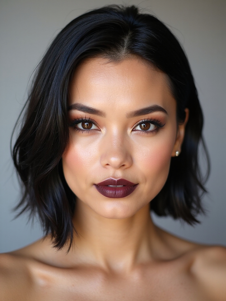 slicked back glossy bob confidence
