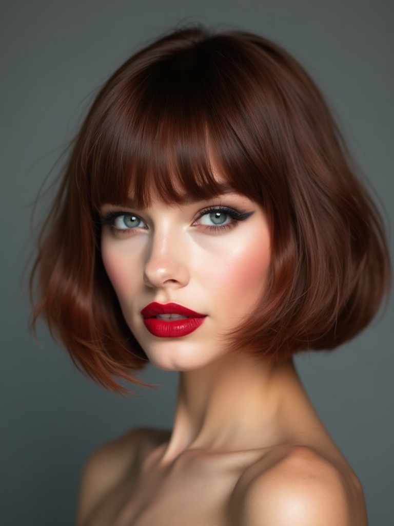 soft curtain banged french bob