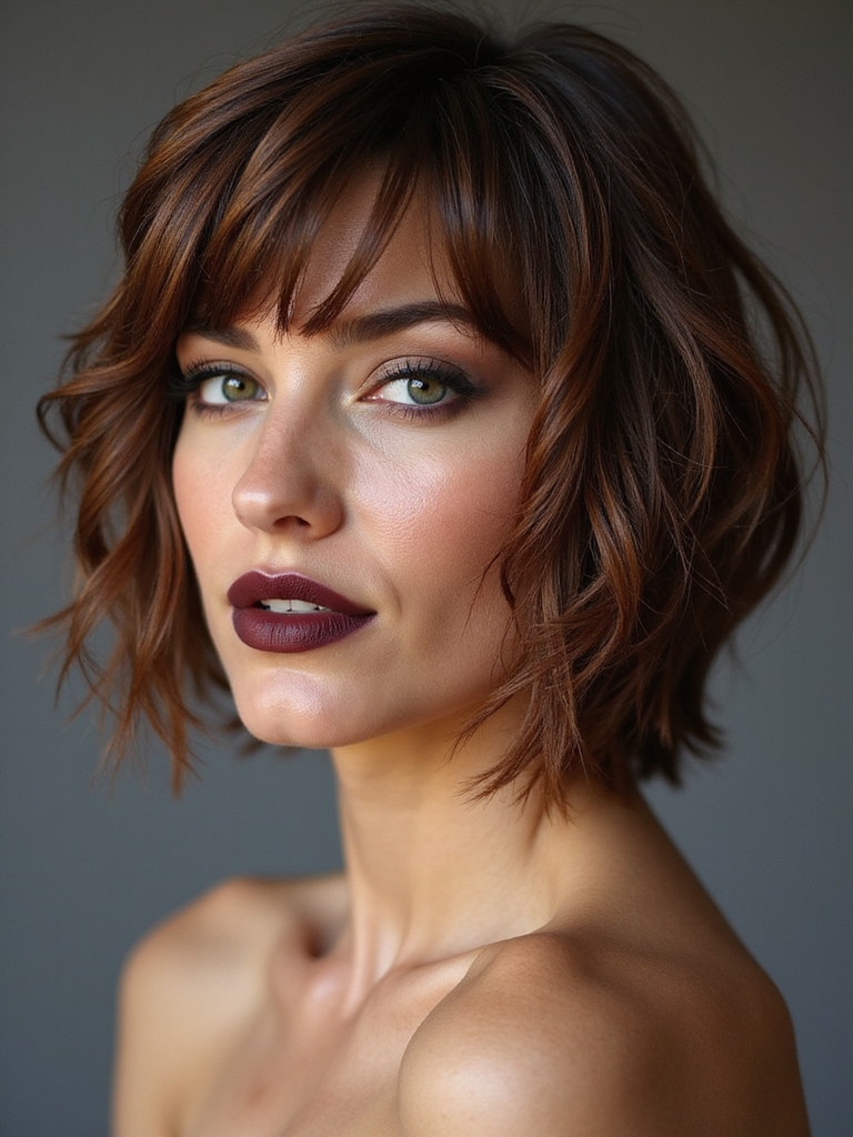 soft curtain bangs framing face