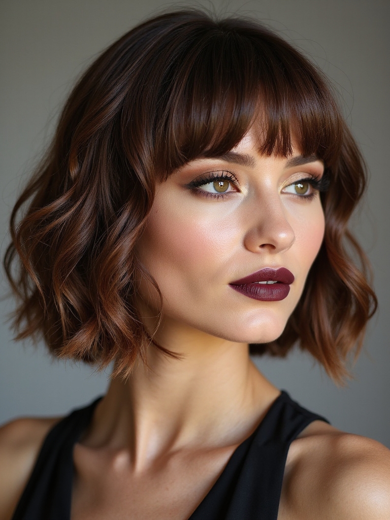 soft curtain framed angled bob